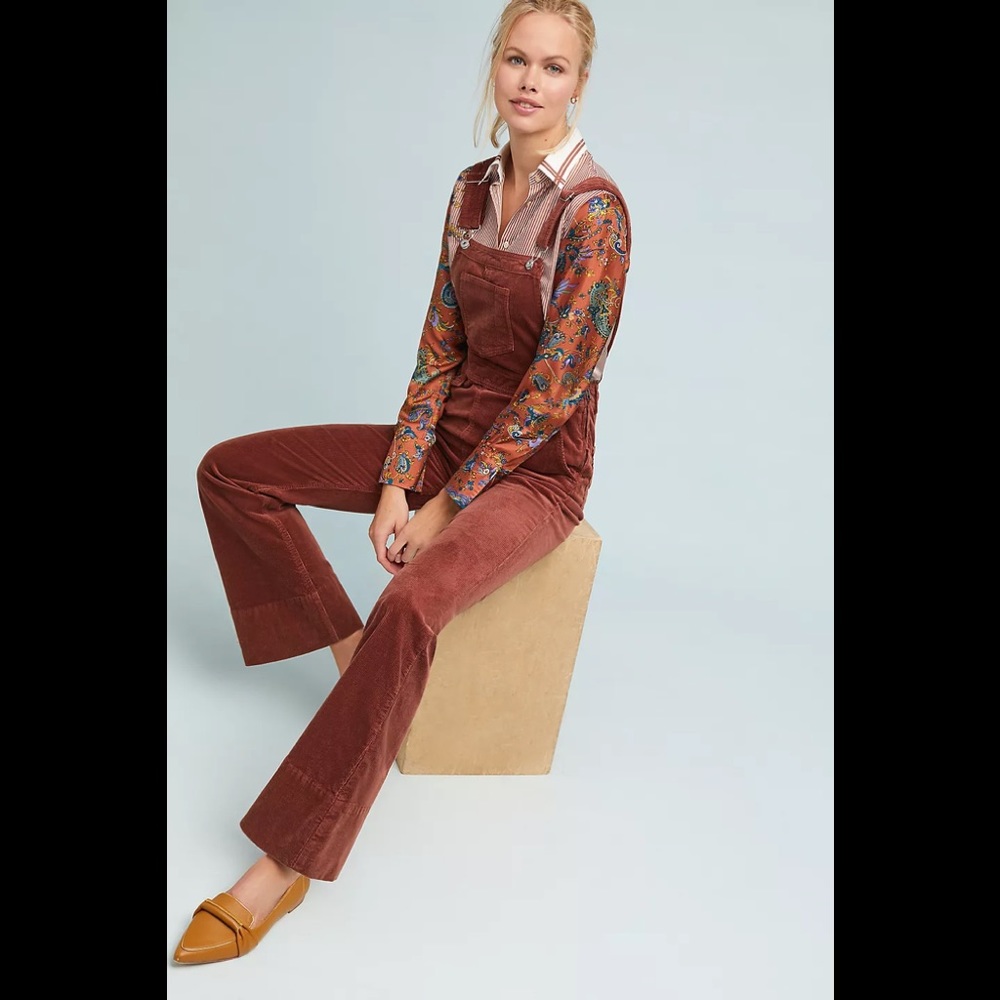 Anthropologie Brown Corduroy Overalls